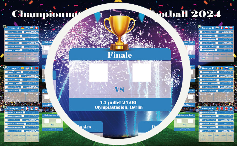 Poster Calendrier EURO UEFA 2024 | Poster Championnat EURO Football 2024